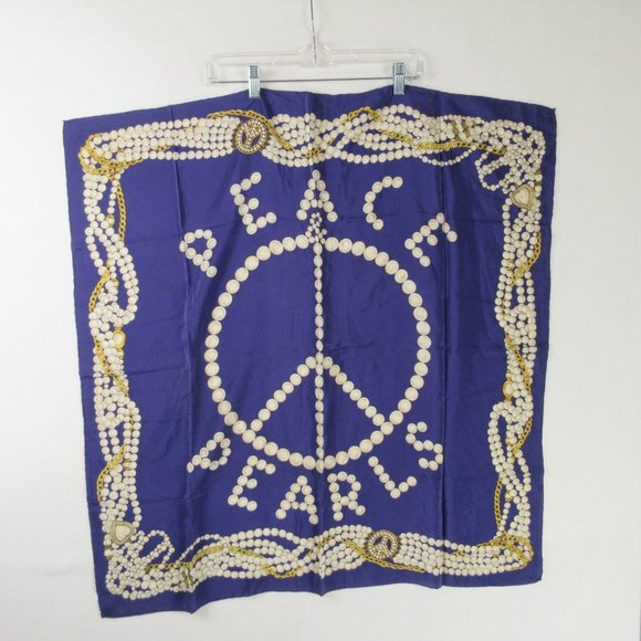 Moschino Accessories - Moschino Peace & Pearls Chain Print Large Silk Scarf